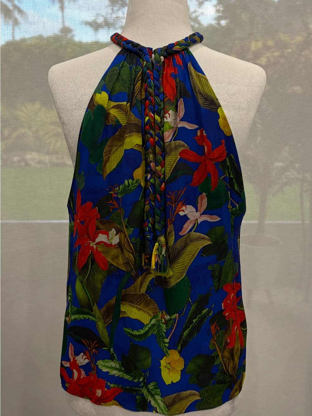 Alice + Olivia Royal Blue Tropical Halter with Red & Green Floral Print
Size sm - Picture 2 of 3